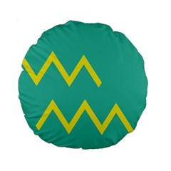 Waves Chevron Wave Green Yellow Sign Standard 15  Premium Flano Round Cushions by Mariart