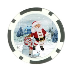Funny Santa Claus With Snowman Poker Chip Card Guard (10 Pack) by FantasyWorld7