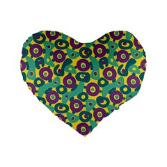 Discrete State Turing Pattern Polka Dots Green Purple Yellow Rainbow Sexy Beauty Standard 16  Premium Flano Heart Shape Cushions by Mariart