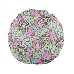 Donuts Pattern Standard 15  Premium Flano Round Cushions by ValentinaDesign