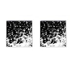 Black And White Splash Texture Cufflinks (Square) Front(Pair)