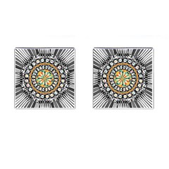 High Contrast Mandala Cufflinks (square) by linceazul