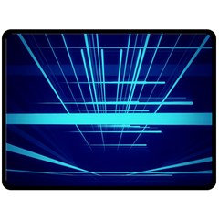 Grid Structure Blue Line Double Sided Fleece Blanket (large)  by Mariart