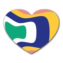 Rainbow Pink Yellow Bluw Green Rainbow Heart Mousepads by Mariart
