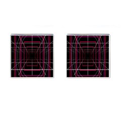 Retro Neon Grid Squares And Circle Pop Loop Motion Background Plaid Cufflinks (square) by Mariart