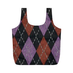 Knit Geometric Plaid Fabric Pattern Full Print Recycle Bags (m)  by paulaoliveiradesign