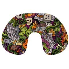 Halloween Pattern Travel Neck Pillows by ValentinaDesign