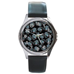 Pattern Halloween Zombies Brains Round Metal Watch by iCreate