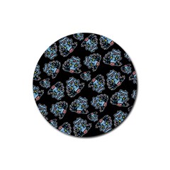 Pattern Halloween Zombies Brains Rubber Coaster (round)  by iCreate