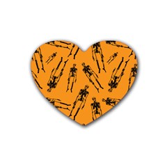 Halloween Skeletons  Rubber Coaster (heart)  by iCreate
