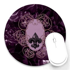 Soft Violett Floral Design Round Mousepads by FantasyWorld7