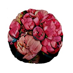 Beautiful Peonies Standard 15  Premium Flano Round Cushions by NouveauDesign