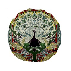 Art Nouveau Peacock Standard 15  Premium Flano Round Cushions by NouveauDesign
