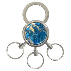 Ocean Blue Gold Marble 3-ring Key Chains by NouveauDesign
