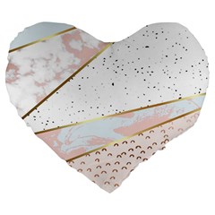 Collage,white Marble,gold,silver,black,white,hand Drawn, Modern,trendy,contemporary,pattern Large 19  Premium Flano Heart Shape Cushions by NouveauDesign