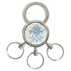 Blue Vintage Floral  3-ring Key Chains by NouveauDesign