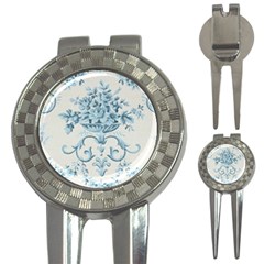 Blue Vintage Floral  3-in-1 Golf Divots by NouveauDesign