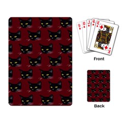 Face Cat Animals Red Playing Card by Mariart