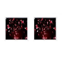 Lying Red Triangle Particles Dark Motion Cufflinks (square) by Mariart