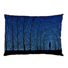 Forest Tree Night Blue Black Man Pillow Case by Mariart