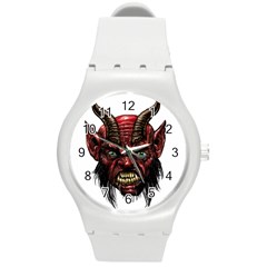 Krampus Devil Face Round Plastic Sport Watch (m) by Celenk