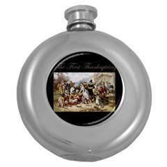 The First Thanksgiving Round Hip Flask (5 Oz) by Valentinaart