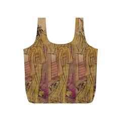 Japanese Geisha With Cat Illustration Full Print Recycle Bags (s)  by paulaoliveiradesign