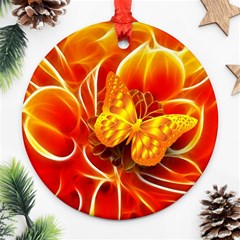 Arrangement Butterfly Aesthetics Orange Background Round Ornament (two Sides) by Celenk