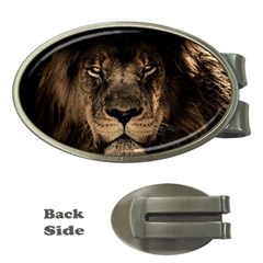 African Lion Mane Close Eyes Money Clips (oval)  by Celenk