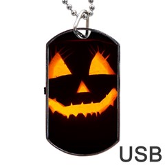 Pumpkin Helloween Face Autumn Dog Tag Usb Flash (one Side) by Celenk