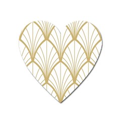 Art Deco, Beautiful,fan Pattern, Gold,white,vintage,1920 Era, Elegant,chic,vintage Heart Magnet by NouveauDesign