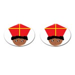 Cutieful Kids Art Funny Zwarte Piet Friend of St  Nicholas wearing his Miter Cufflinks (Oval) Front(Pair)
