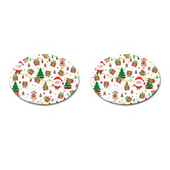 Santa And Rudolph Pattern Cufflinks (oval) by Valentinaart