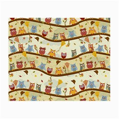 Autumn Owls Pattern Small Glasses Cloth (2-side) by Celenk