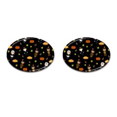 Pilgrims And Indians Pattern - Thanksgiving Cufflinks (oval) by Valentinaart