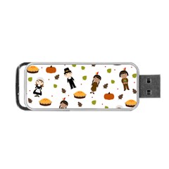 Pilgrims And Indians Pattern - Thanksgiving Portable Usb Flash (one Side) by Valentinaart