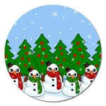 Kawaii Snowman Magnet 5  (Round) Front