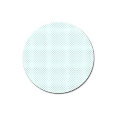 Tiffany Aqua Blue Candy Polkadot Hearts On White Magnet 3  (round) by PodArtist
