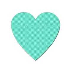 White Polkadot Hearts On Tiffany Aqua Blue  Heart Magnet by PodArtist
