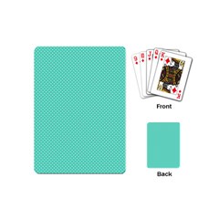 White Polkadot Hearts On Tiffany Aqua Blue  Playing Cards (mini)  by PodArtist