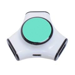 White Polkadot Hearts On Tiffany Aqua Blue  3-port Usb Hub by PodArtist