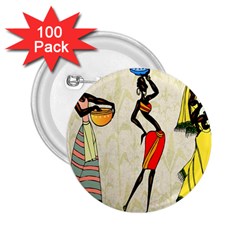 Woman Ethic African People Collage 2 25  Buttons (100 Pack)  by Celenk