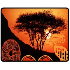 Africa Safari Summer Sun Nature Fleece Blanket (medium)  by Celenk
