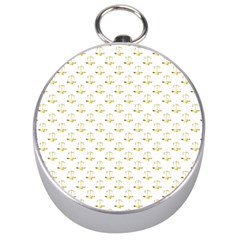 Gold Scales Of Justice On White Repeat Pattern All Over Print Silver Compasses by PodArtist