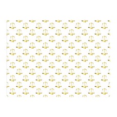 Gold Scales Of Justice On White Repeat Pattern All Over Print Double Sided Flano Blanket (mini)  by PodArtist