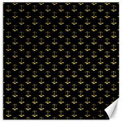 Gold Scales Of Justice On Black Repeat Pattern All Over Print  Canvas 16  X 16   by PodArtist