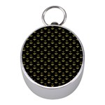 Gold Scales Of Justice on Black Repeat Pattern All Over Print  Mini Silver Compasses Front
