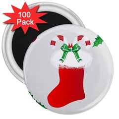 Christmas Stocking 3  Magnets (100 Pack) by christmastore