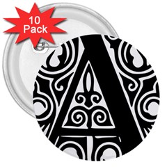 Alphabet Calligraphy Font A Letter 3  Buttons (10 Pack)  by Celenk