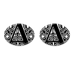 Alphabet Calligraphy Font A Letter Cufflinks (oval) by Celenk